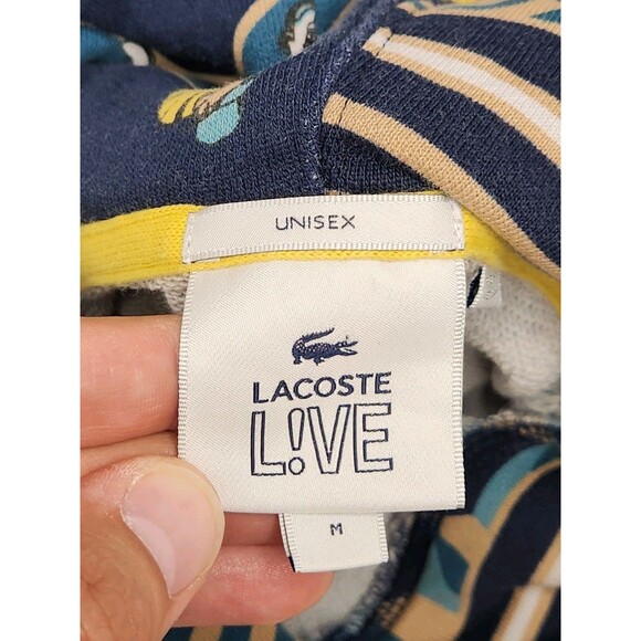 Lacoste Live Unisex Scarf-Print Pullover Sweatshirt Hoodie Size M Golf Tennis - Picture 3 of 9